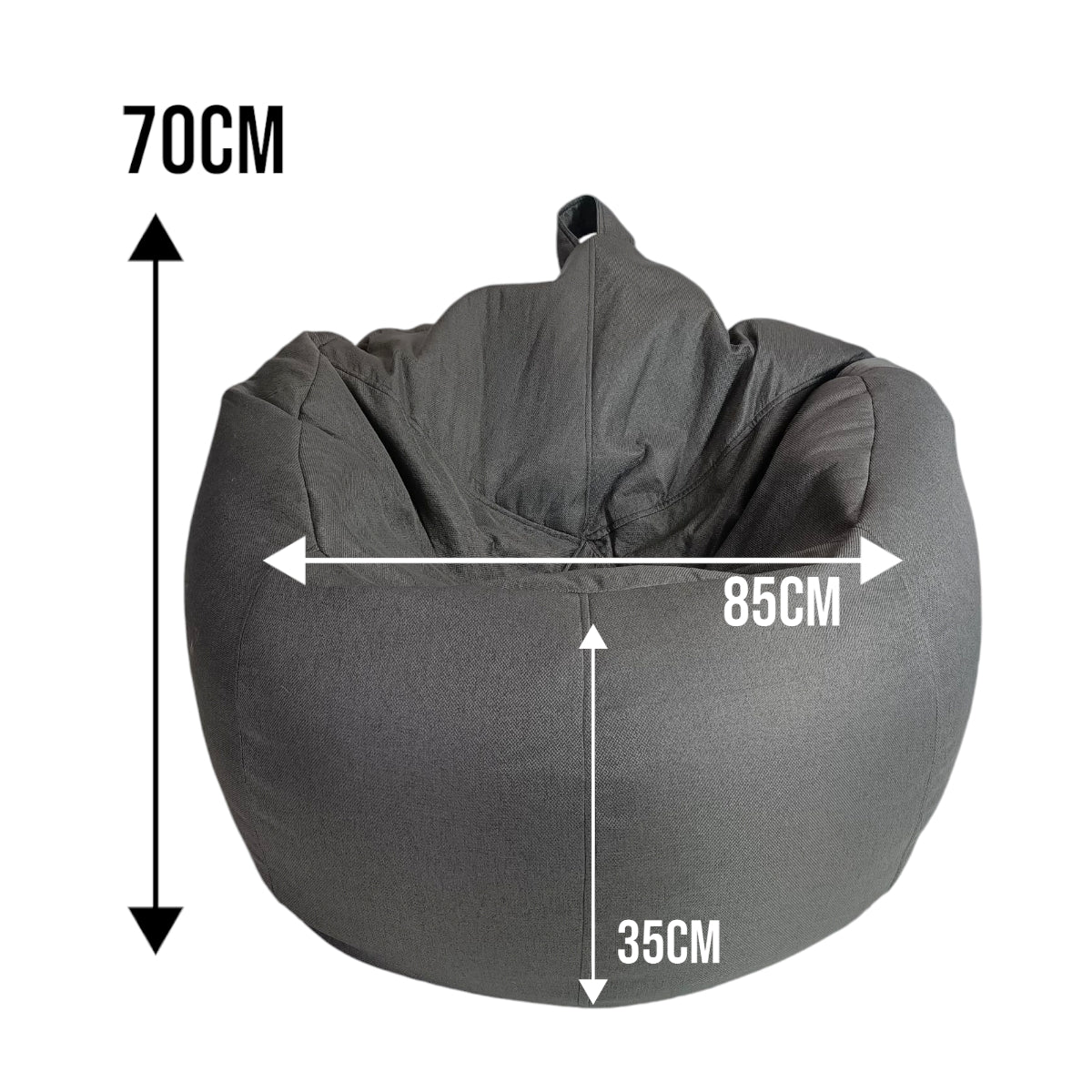Puff Oval Mediano Lavable Gris Oxford