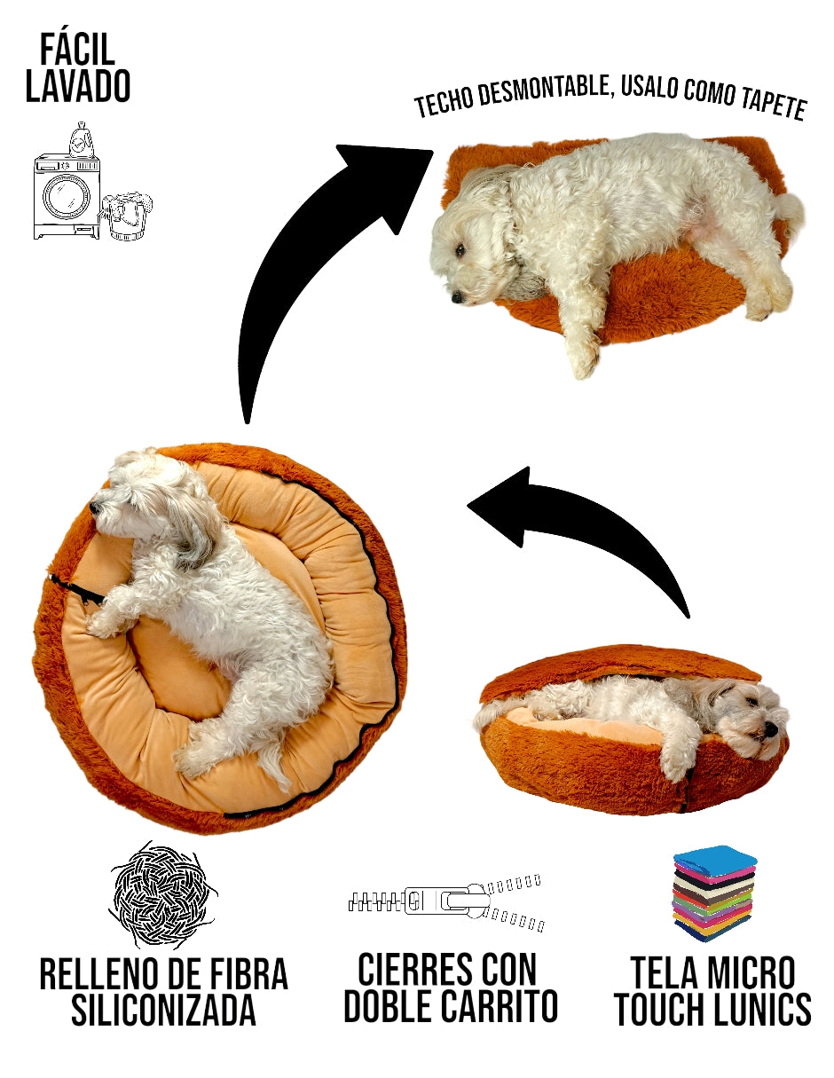 Cama Para Perro Con Techo Desmontable Mediana Lunics®