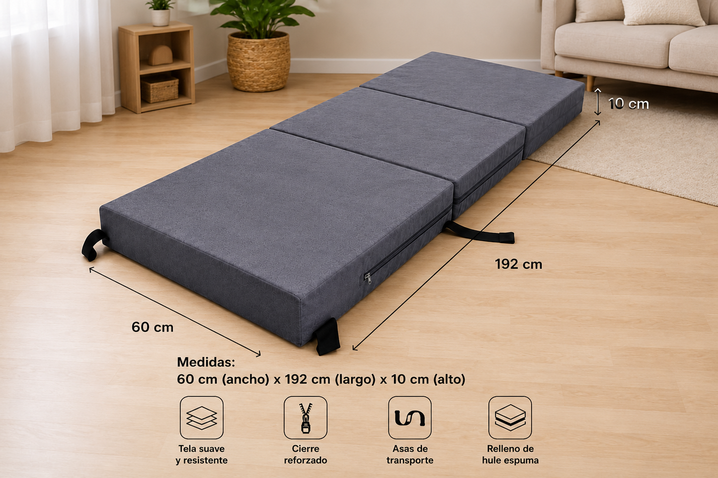 COLCHONETA PLEGABLE 60X192X10CM