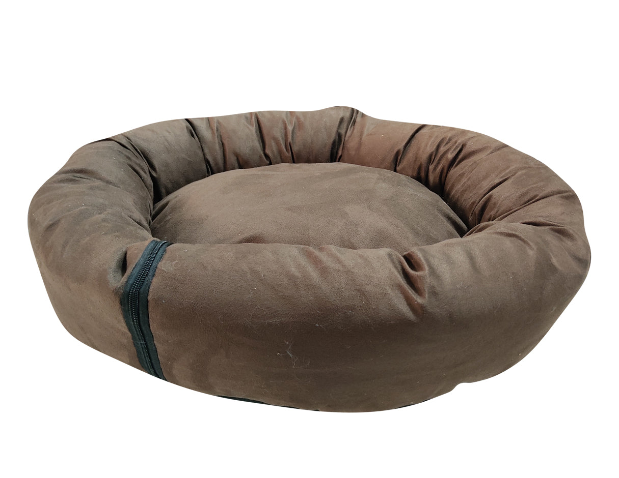 Cama para perro circular aterciopelado, fresca y acogedora.
