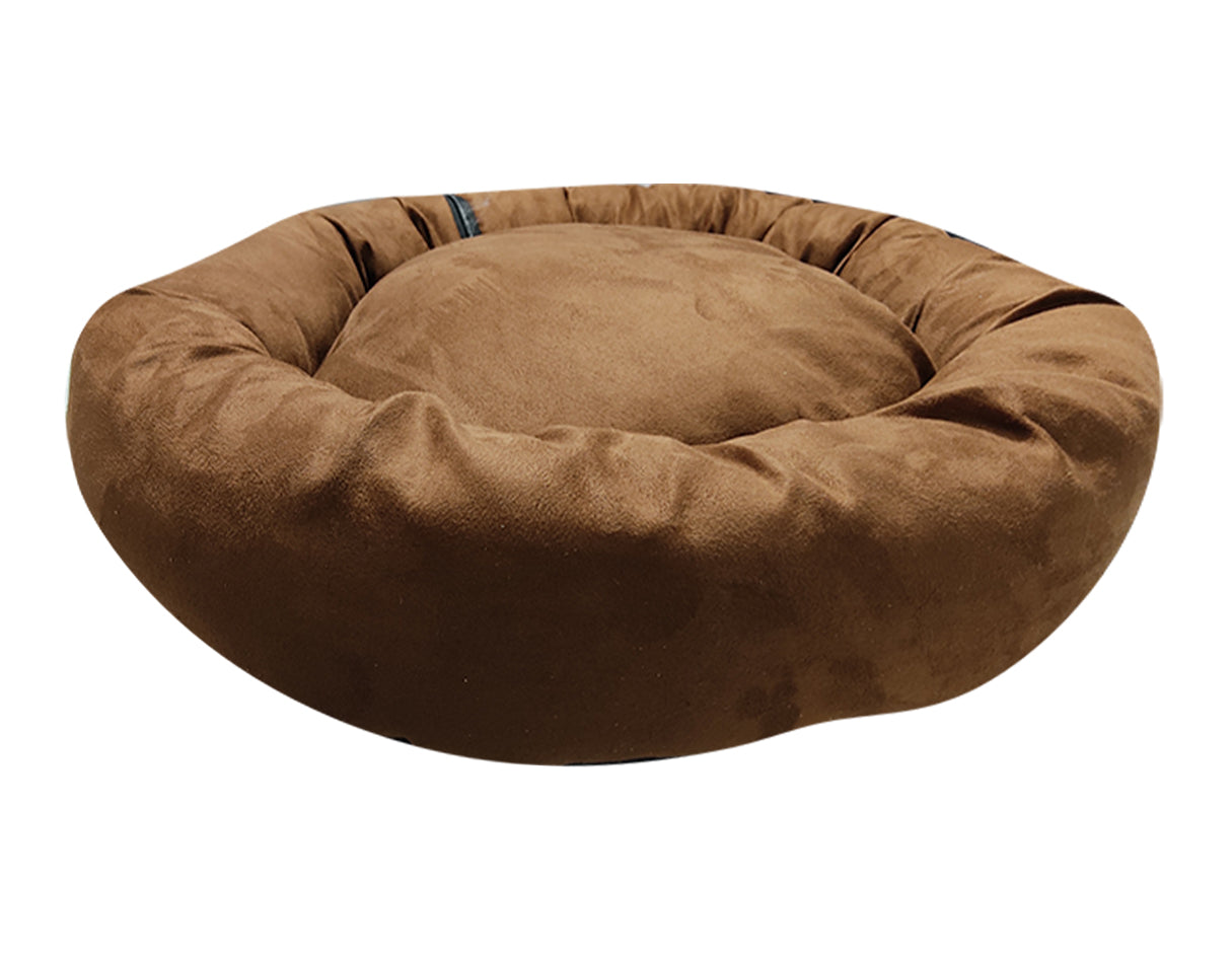 Cama para perro circular aterciopelado, fresca y acogedora.