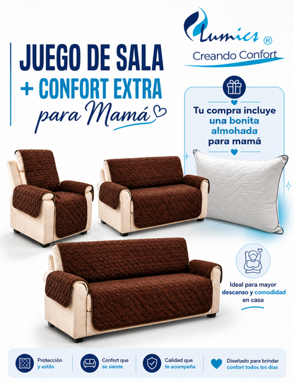 Cubre Sala, Juego De 3 Piezas, Incluye Cómoda Almohada.