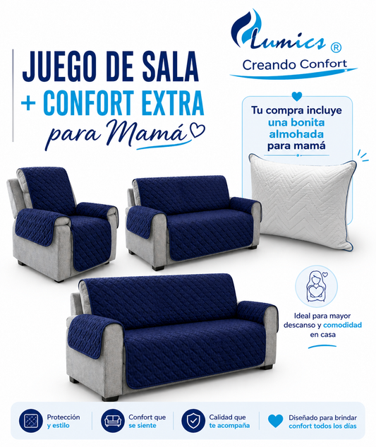 Cubre Sala, Juego De 3 Piezas, Incluye Cómoda Almohada.