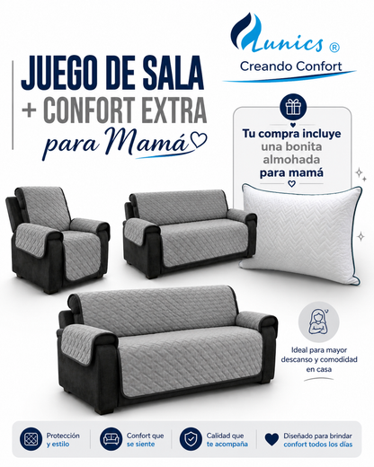 Cubre Sala, Juego De 3 Piezas, Incluye Cómoda Almohada.